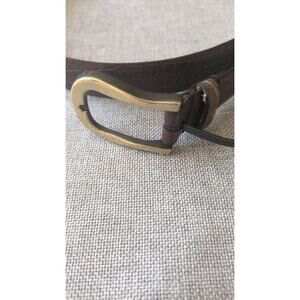 Vintage Nine West Brown Leather Extra Large Thin Belt, Snakeskin Pattern, Y2K